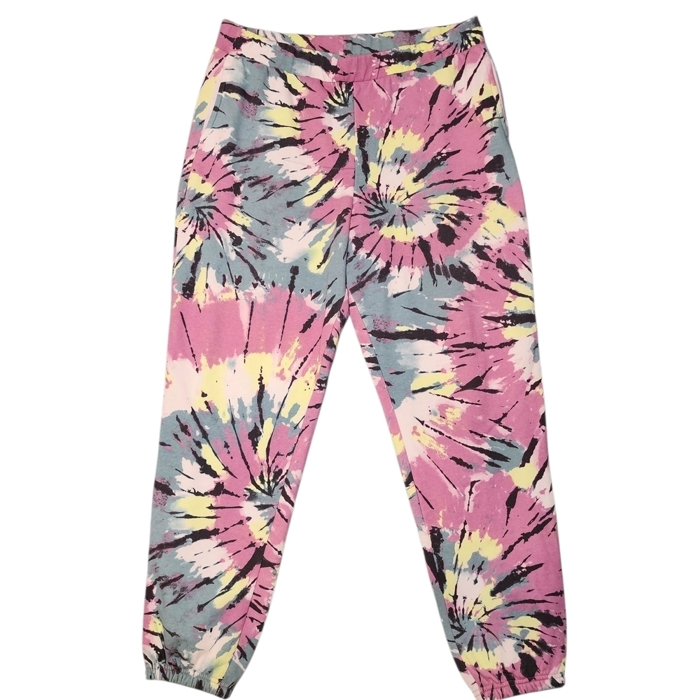 Colsie Pastel Tie-Dye Joggers Sweatpants Lounge Pants | Pink Yellow Blue Size L